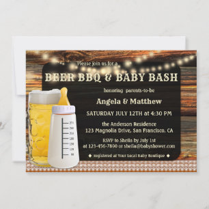 Bier BBQ en Baby shower Uitnodiging