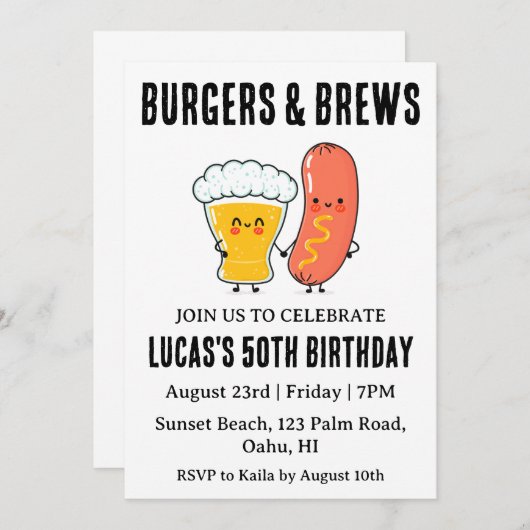 Bier BBQ verjaardagsuitnodiging Kaart (Voorkant / Achterkant)