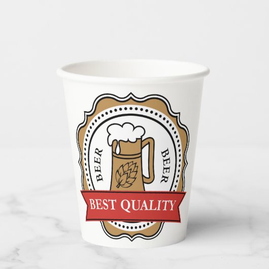 Bier Beste Kwaliteit Craft Brew Badge Papieren Bekers (Voorkant)