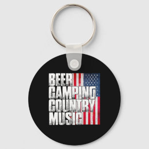 Bier Camping Countrymuziek Patriottische Amerikaan Sleutelhanger