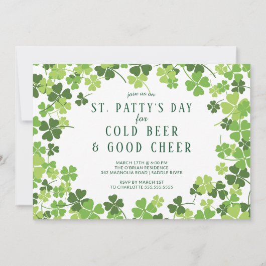 Bier & Cheer St. Patty's Day Party Uitnodiging (Voorkant)