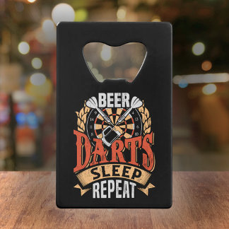 Bier Darts Slaap Herhalen - Dart Speler Kredietkaart Flessenopener