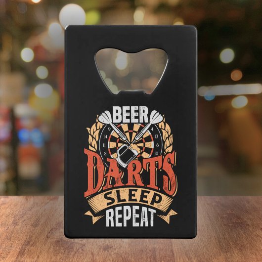 Bier Darts Slaap Herhalen - Dart Speler Kredietkaart Flessenopener