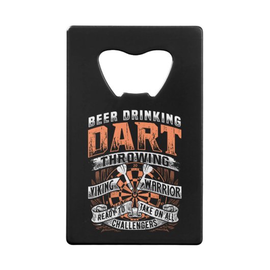Bier Drink Dart Viking Warrior - Dart Speler Kredietkaart Flessenopener (Voorkant)