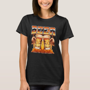 Bier Drink Drinker Flames 90s Bootleg Style T-shirt