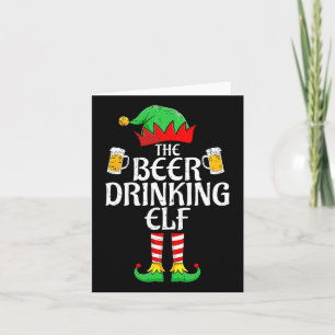 Bier Drink Elf Matching Family - kerstgroep Kaart