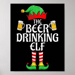 Bier Drink Elf Matching Family - kerstgroep Poster