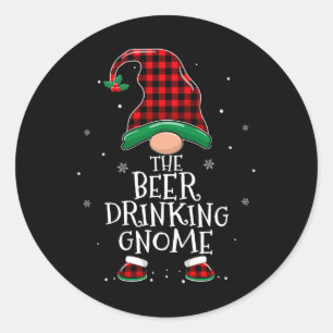 Bier Drink Gnome Xmas familie die Kerstmis aanpast Ronde Sticker