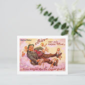 Bier Drink met Engelen Duitse Vintage Briefkaart (Staand voorkant)