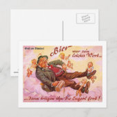 Bier Drink met Engelen Duitse Vintage Briefkaart (Voorkant / Achterkant)