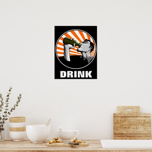 Bier drink poster propagandasstijl (Keuken)