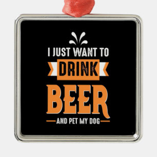 Bier Drinker Beer en Dog Metalen Ornament