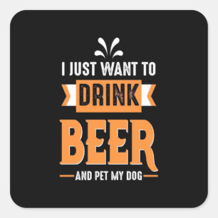 Bier Drinker Beer en Dog Vierkante Sticker