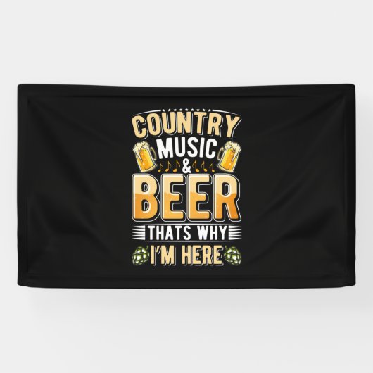Bier Drinker Country Music Bier Drinken Verjaardag Spandoek (Horizontaal)