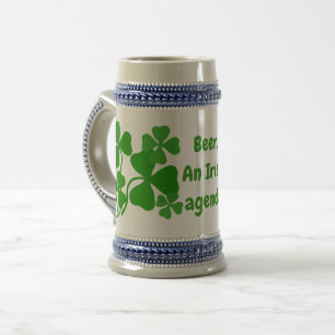 Bier, een Ierse agenda, shamrock, groene klaver mo Bierpul
