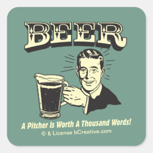 Bier: Een pitcher is 1000 woorden waard Vierkante Sticker