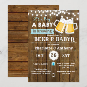 Bier en BabyQ stellen baby shower-uitnodighout Kaart