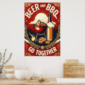 Bier en BBQ Ga samen Zomertijd Poster (Keuken)