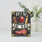 Bier en BBQ gaan samen Briefkaart (Staand voorkant)