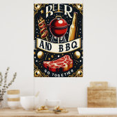 Bier en BBQ gaan samen Poster (Keuken)