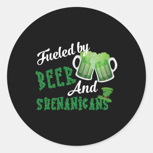 Bier en de Shenanigans Saint Patrick's Day Ronde Sticker (Voorkant)
