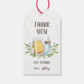 Bier en flesjes Baby shower Dank u Greenery Cadeaulabel (Voorkant)