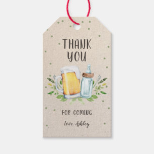 Bier en flesjes Baby shower Greenery Dank u Cadeaulabel