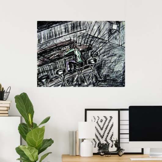 Bier- en linthoutskool met lege gereedschappen poster (Thuiskantoor)