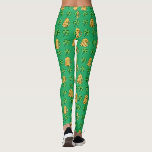 Bier en Lucky Clover Patroon St Patrick's Day Leggings (Achterkant)