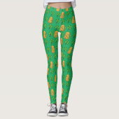 Bier en Lucky Clover Patroon St Patrick's Day Leggings (Voorkant)