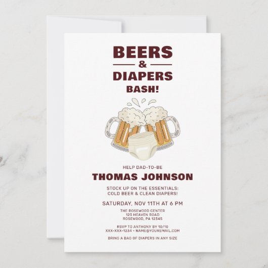 Bier en luier Bash Party Kaart (Voorkant)