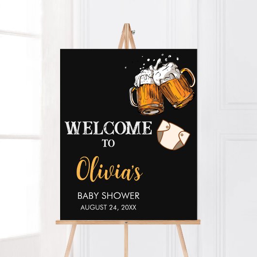 Bier en luiers Baby shower Welkom Poster