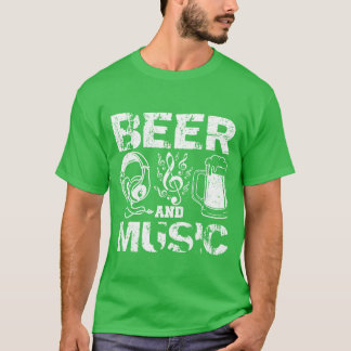 Bier en muziek t-shirt