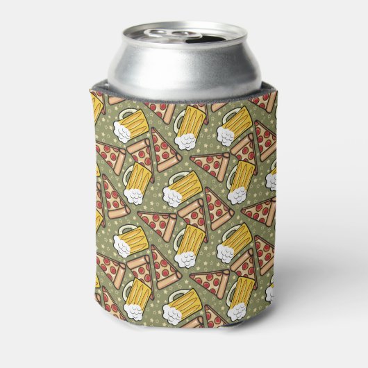 Bier en Pizza Grafisch Blikjeskoeler (Blikje Achterkant)