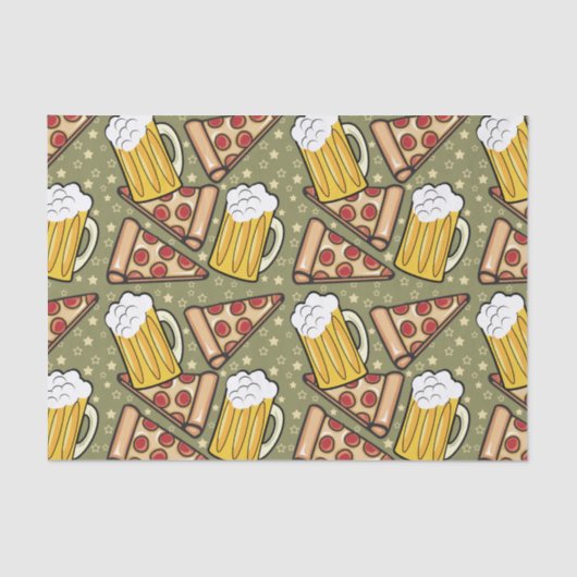 Bier en Pizza Grafisch Tissuepapier (Voorkant)