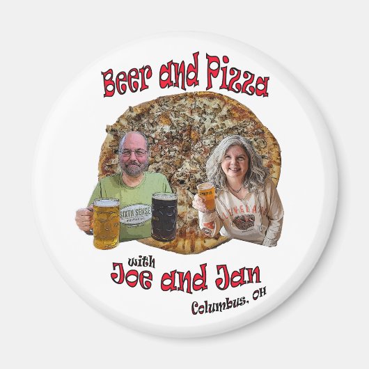Bier en pizza met Joe en Jan - Magnet Magneet (Voorkant)