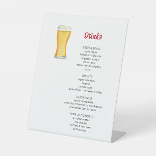 Bier en Pizza Party Drinken Menu Reclamebord Met Voetstuk