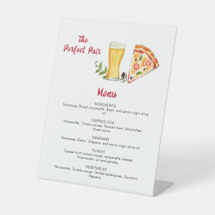Bier en Pizza Party Menu Reclamebord Met Voetstuk