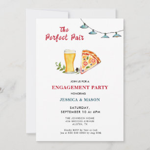 Bier en Pizza Perfect Pair Engagement Party Kaart
