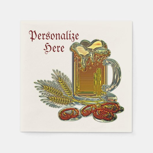 Bier en pretzels oktoberfest kroeg bar servet (Voorkant)