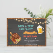 Bier en rundvlees vader bbq-feest kaart (Staand voorkant)