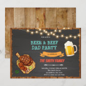 Bier en rundvlees vader bbq-feest kaart (Voorkant / Achterkant)