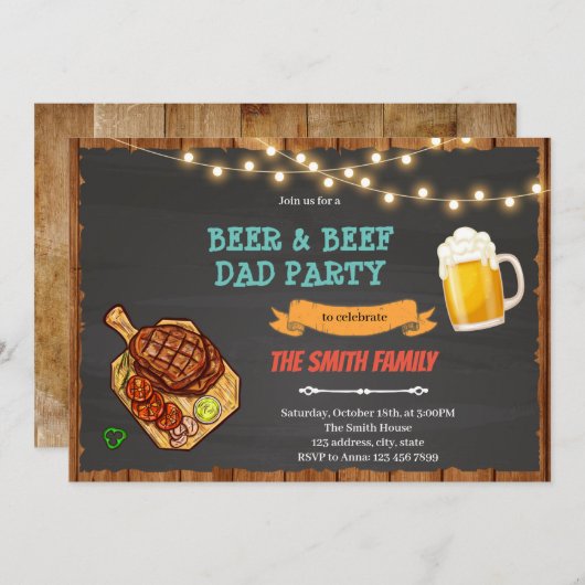 Bier- en rundvleespap-partij kaart (Voorkant / Achterkant)
