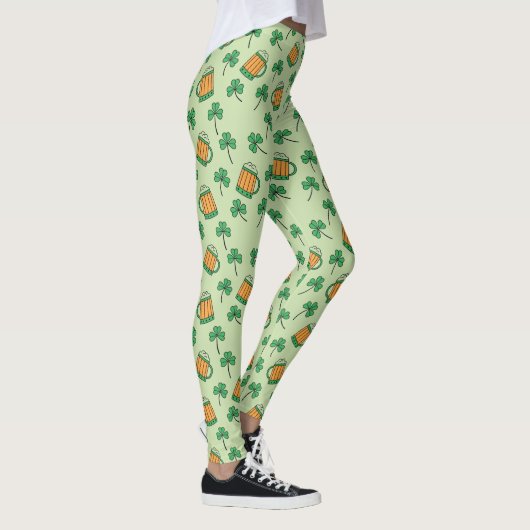 Bier en Shamrock Patroon St Patrick's Day Leggings (Rechts)