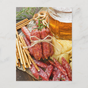 Bier en snacks briefkaart