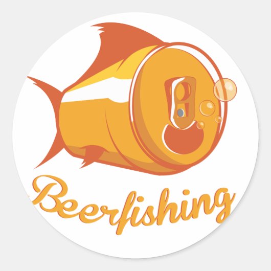 Bier en Vist Ronde Sticker (Voorkant)