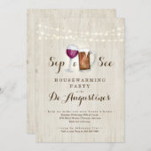 Bier- en wijnsip en Zie Housewarming Party Kaart (Voorkant / Achterkant)