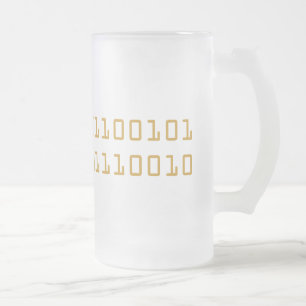 Bier geschreven in binaire code frosted stein matglas bierpul