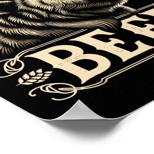 Bier Grappig  Ontwerp Beer met Hertengewei F Poster (Hoek)