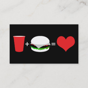 bier + hamburger = liefde visitekaartje